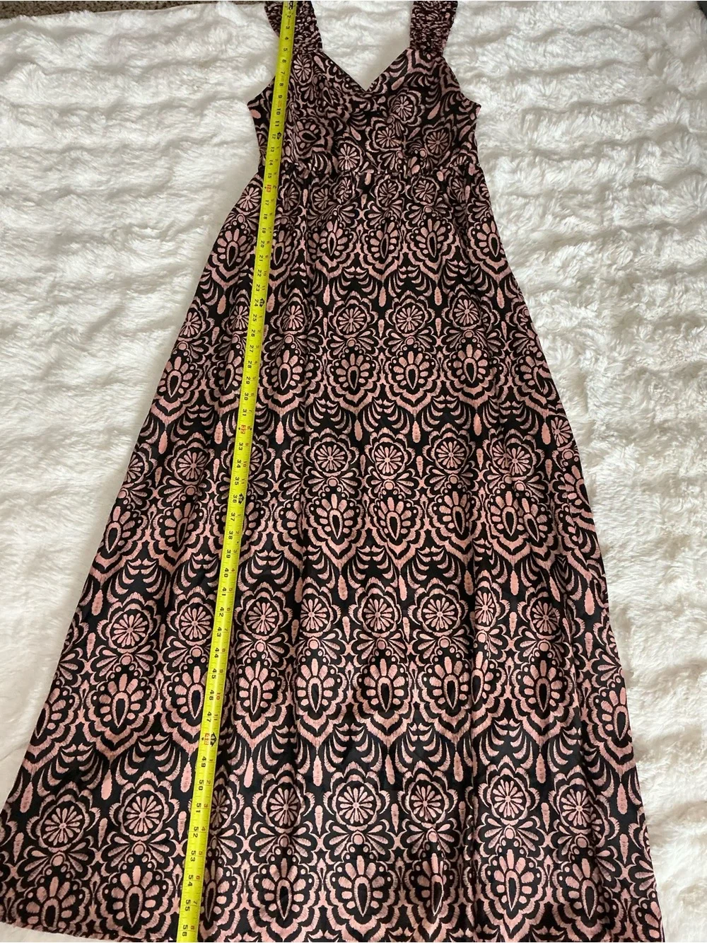attention Pink and Black Printed V-Neck Maxi Dress